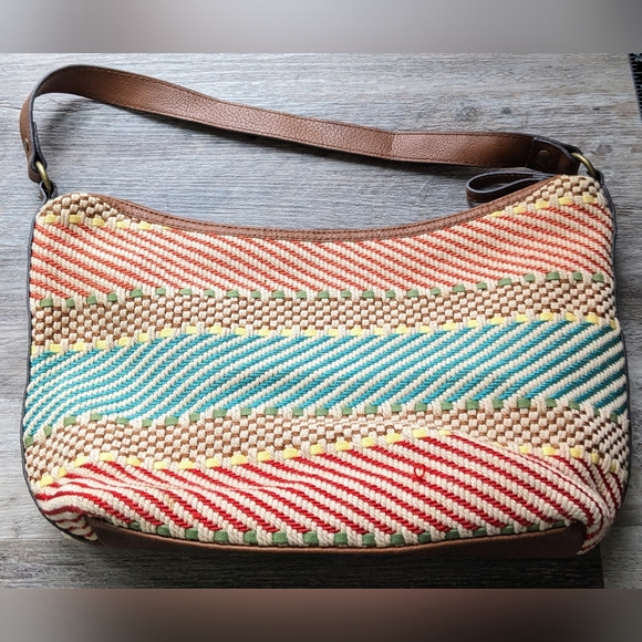 Red, Blue, Cream, and Brown Stripe and Checkered Pattern John Romaine Bag - Picture 7 of 7